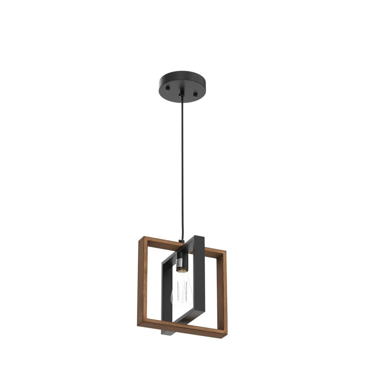 1 Light Kitchen Island Light Modern Black Dining Room Light Fixture Mini Wood Farmhouse Chandelier Hanging Pendant Light Fixtures for Foyer Hallway