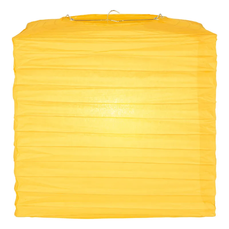 10" Yellow Square Shaped Paper Lantern