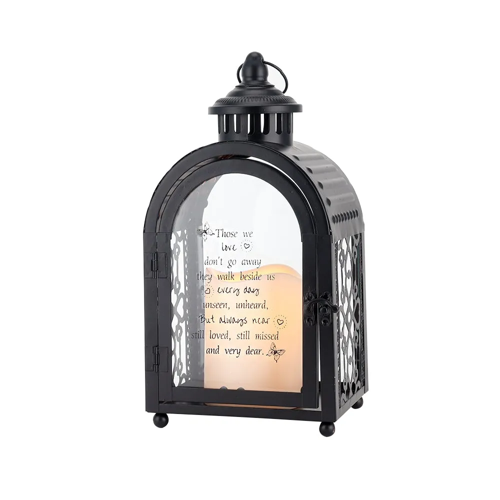 11'' High Walk Beside Us Remembrance Lantern With Automatic Timer LED Candle