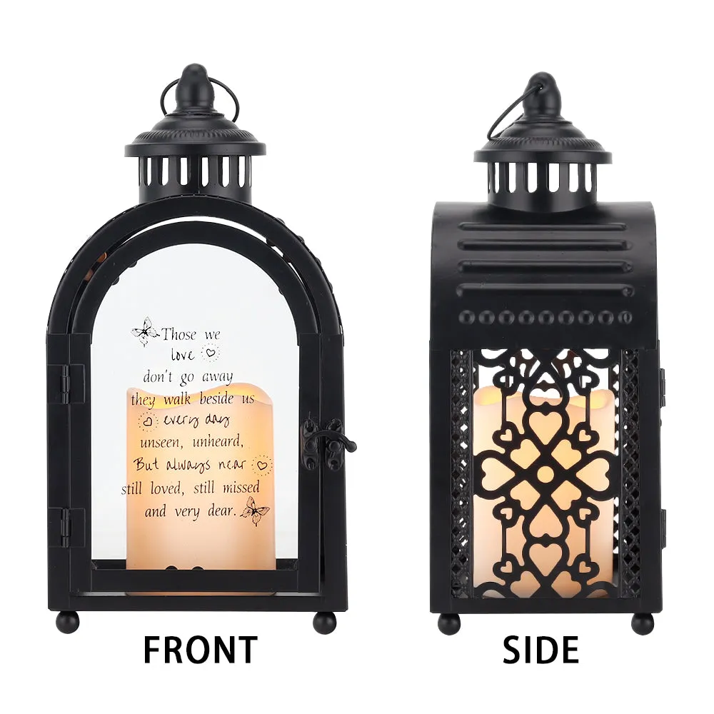 11'' High Walk Beside Us Remembrance Lantern With Automatic Timer LED Candle