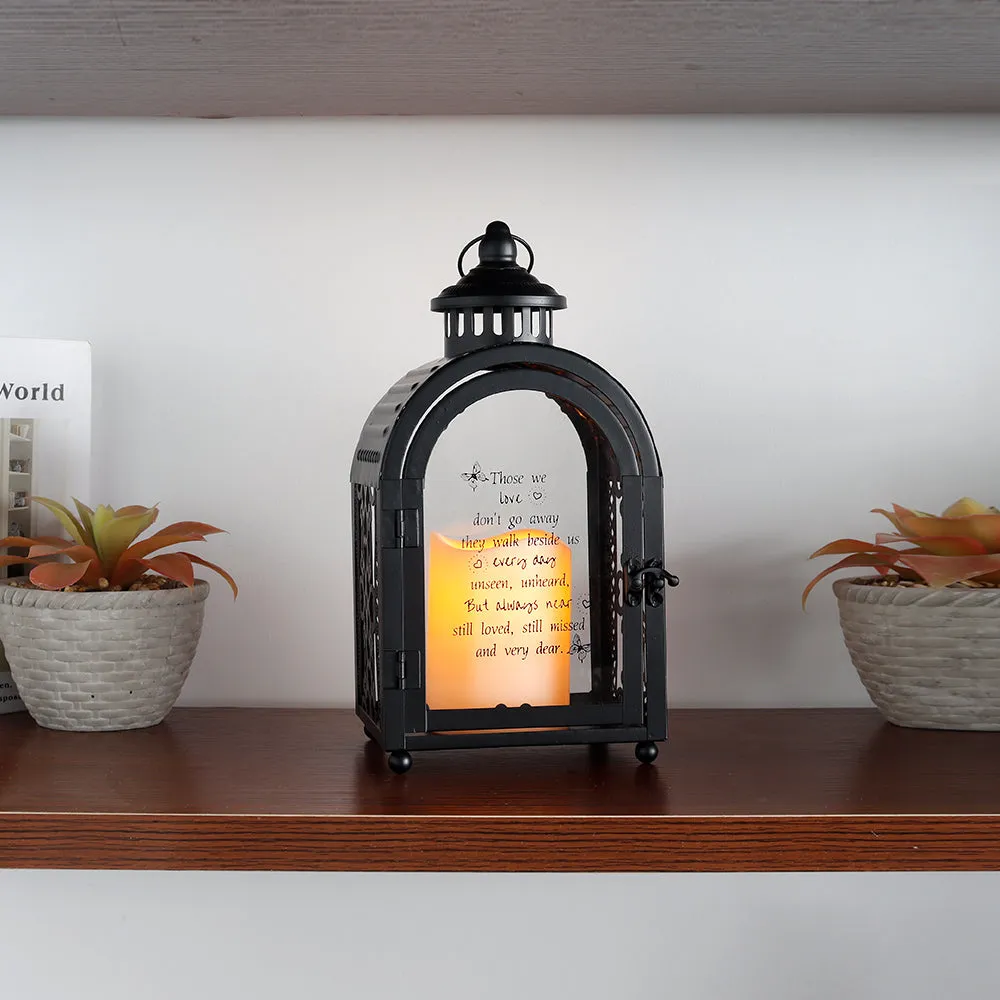 11'' High Walk Beside Us Remembrance Lantern With Automatic Timer LED Candle