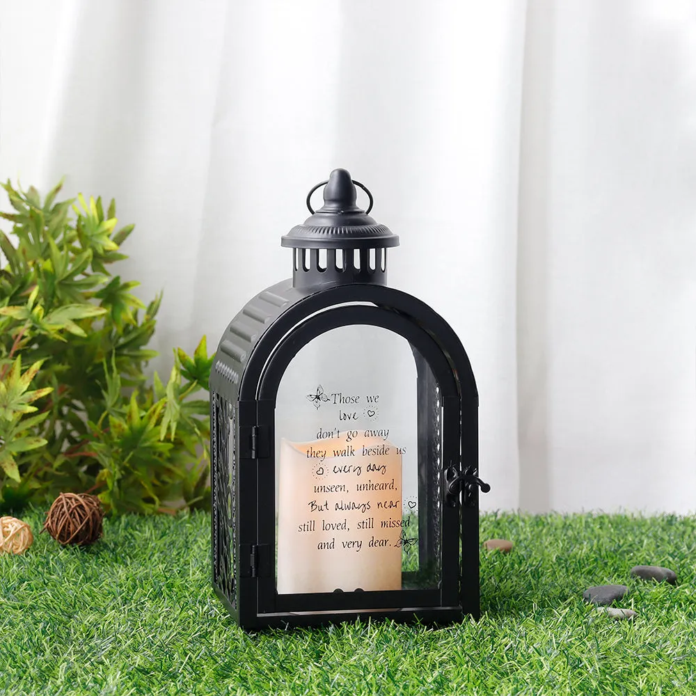 11'' High Walk Beside Us Remembrance Lantern With Automatic Timer LED Candle