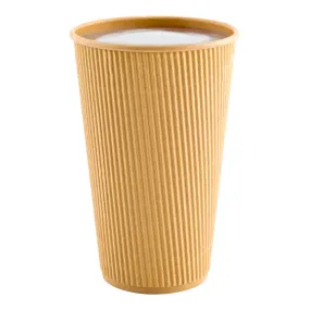 16 oz Kraft Paper Coffee Cup - Ripple Wall - 3 1/2" x 3 1/2" x 5 1/2" - 25 count box