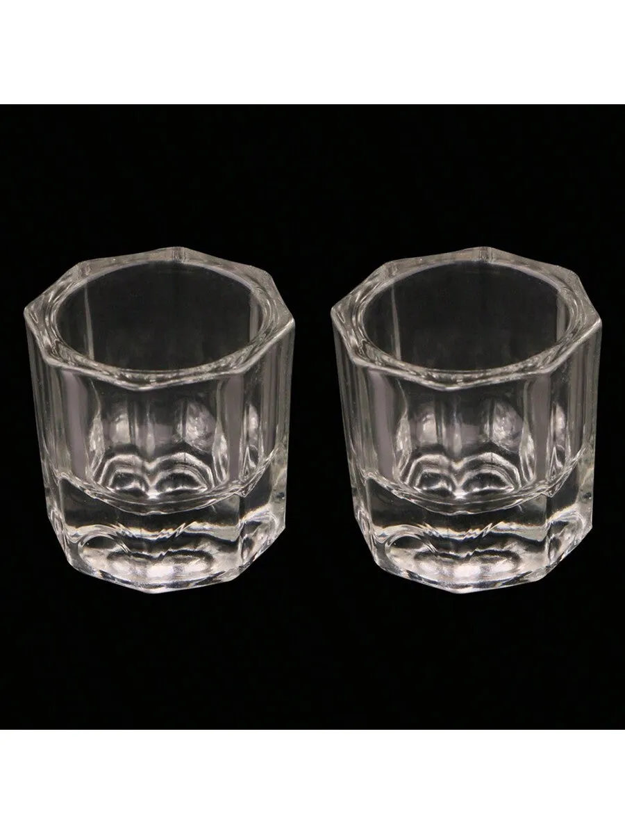 1pc Glass with Lid for Powder Nail Dipping Cup