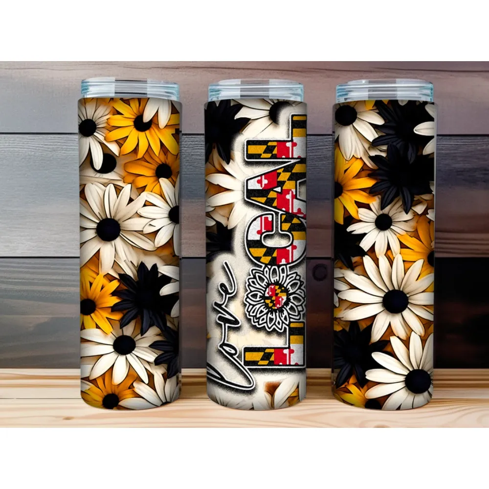 20 oz Tumbler: Shop Local Black Eyed Susan Inspired Design