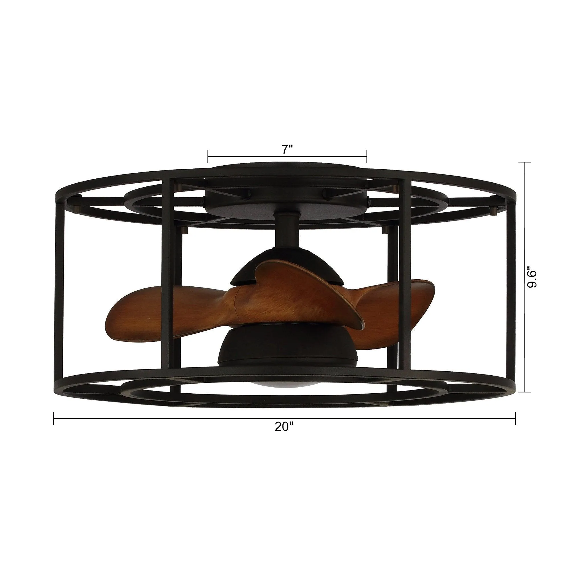 20" Kanpur Industrial Flush Mount Reversible Ceiling Fan with LED Lighting and Remote Control