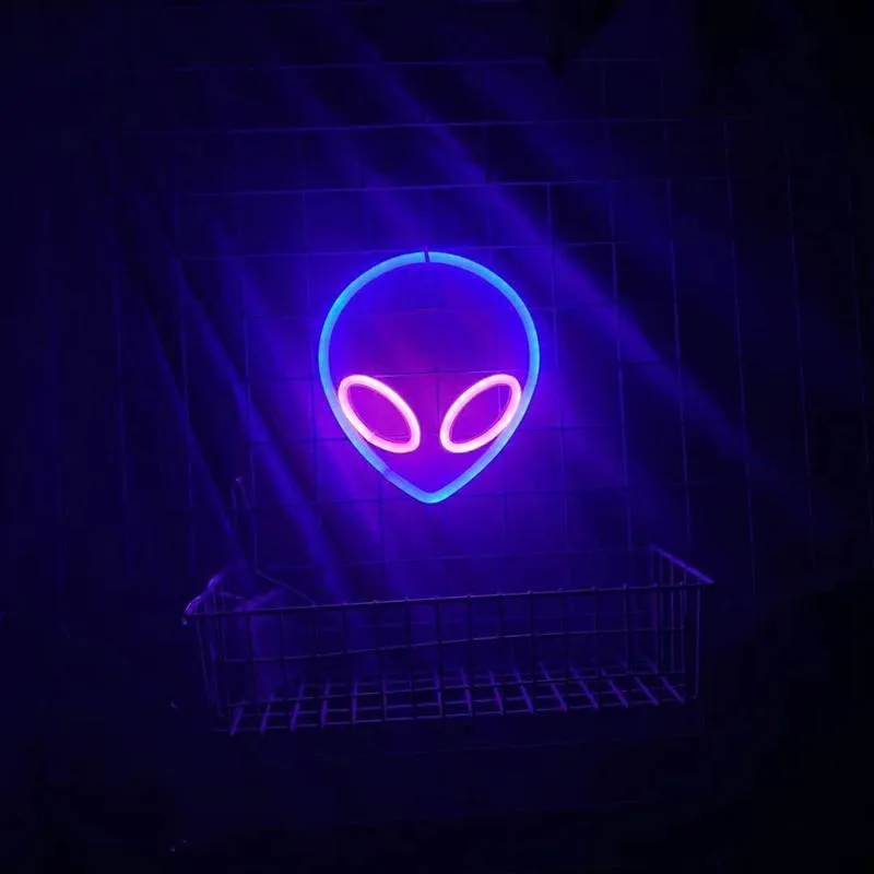 3D Alien Neon Sign Light LED Wall Decoration Lights Art Decor Lamp for Kids Room Home Bar