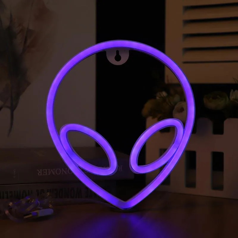 3D Alien Neon Sign Light LED Wall Decoration Lights Art Decor Lamp for Kids Room Home Bar