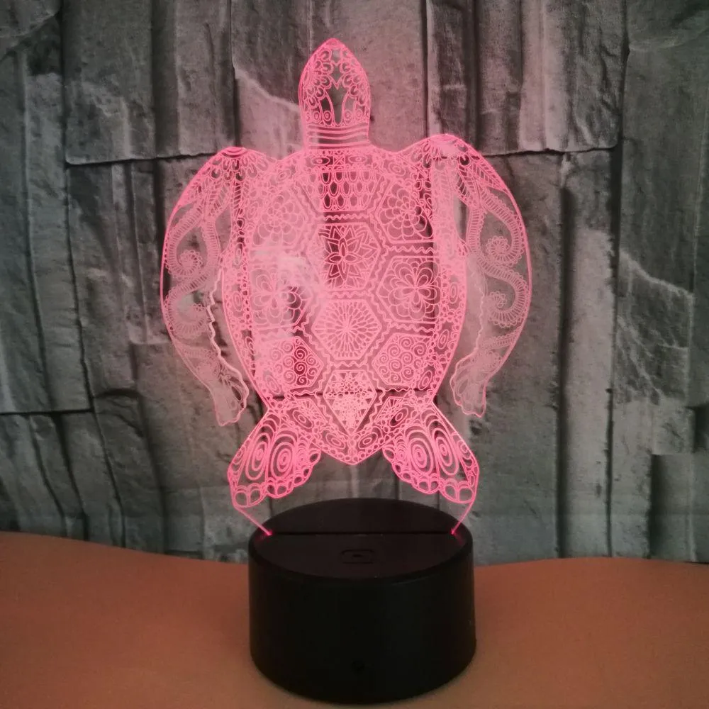 3D Tortoise LED Night Light Changeable 7 Colors Bedside Lamp for Hallway Bathroom Bedroom Xmas Gift