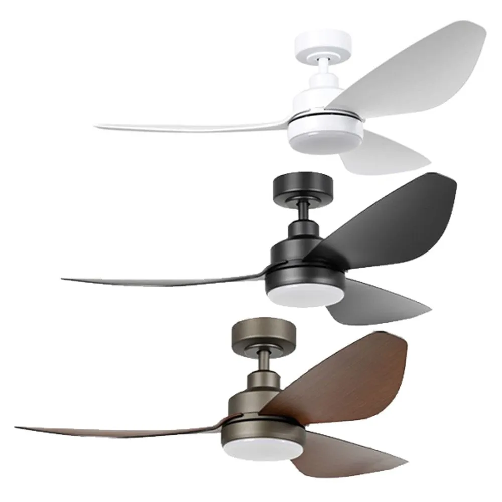 48" Torquay DC Ceiling Fan with LED Light CCT 20w in White, Black or Oil-Rubbed Bronze