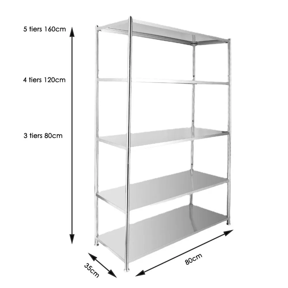 5-Tier Stainless Steel Microwave Oven Organizer Rack 160cm