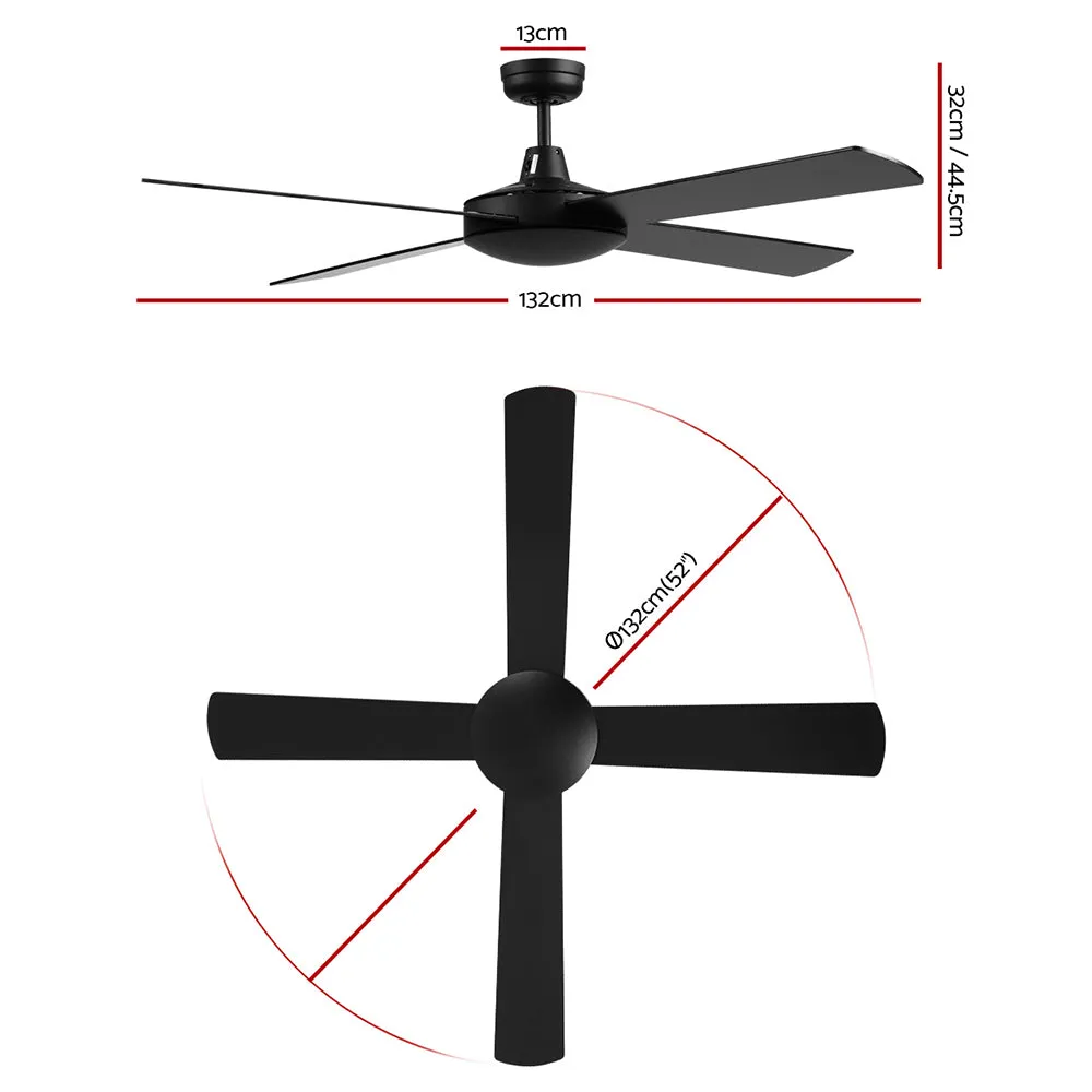 52'' Ceiling Fan w/Remote - Black