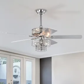 52" Double Crystal Shade Crystal Ceiling Fan Light Vintage Chandelier Reversible 3-speed Silent Ceiling Fan