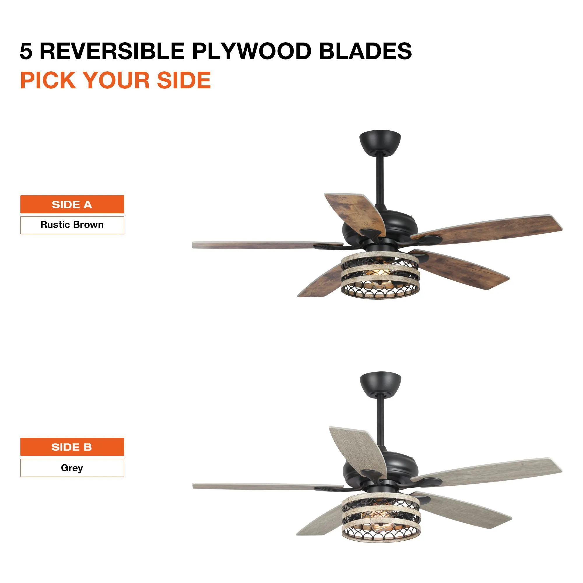 52" Hyderabad-Secunderabad Farmhouse Downrod Mount Reversible Ceiling Fan with Lighting and Remote Control