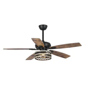 52" Hyderabad-Secunderabad Farmhouse Downrod Mount Reversible Ceiling Fan with Lighting and Remote Control