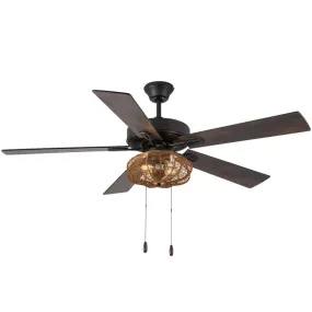 52"W Zuri Brown Ceiling Fan with Light Kit