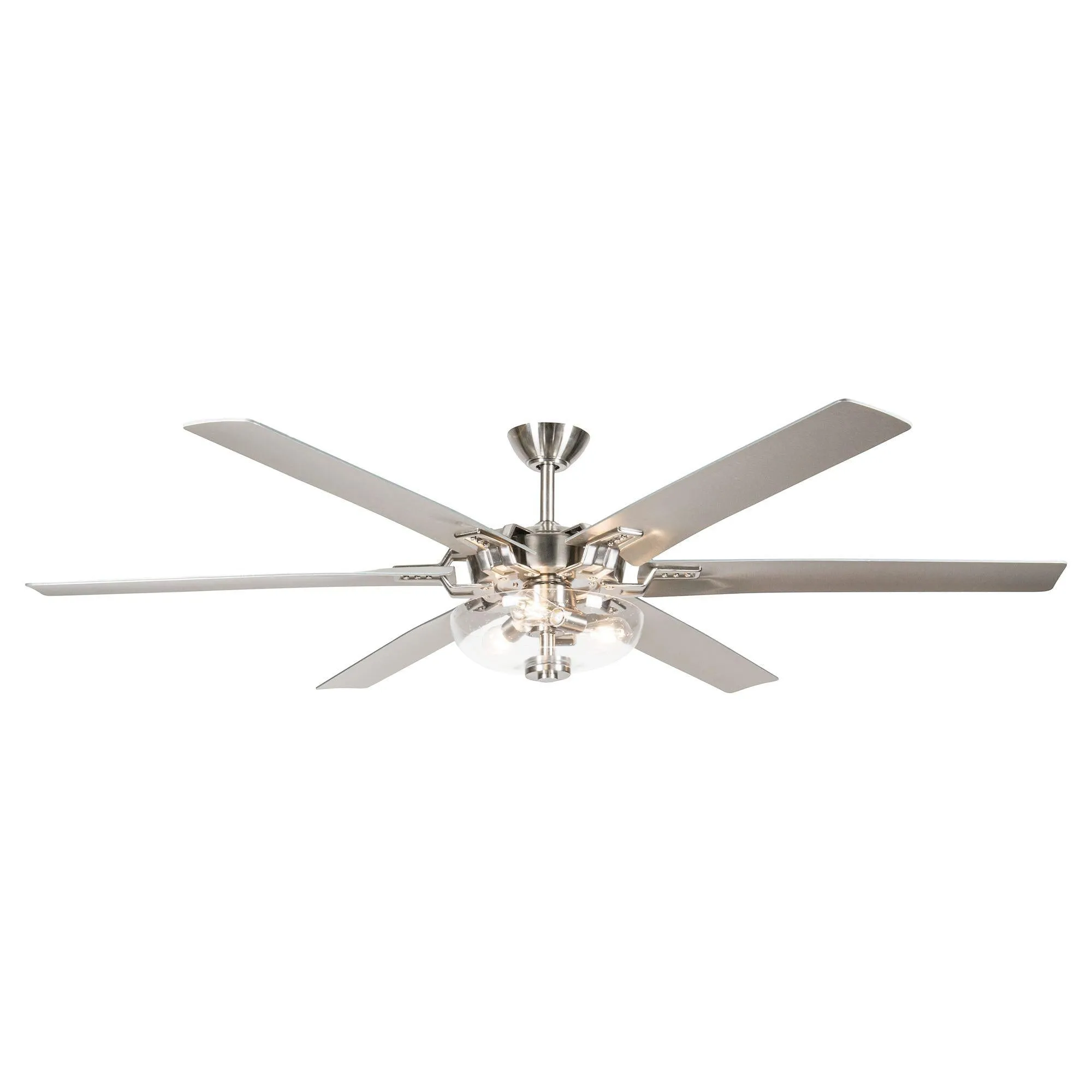 70" Modern Brushed Nickel DC Motor Downrod Mount Ceiling Fan with Lighting and Remote Control