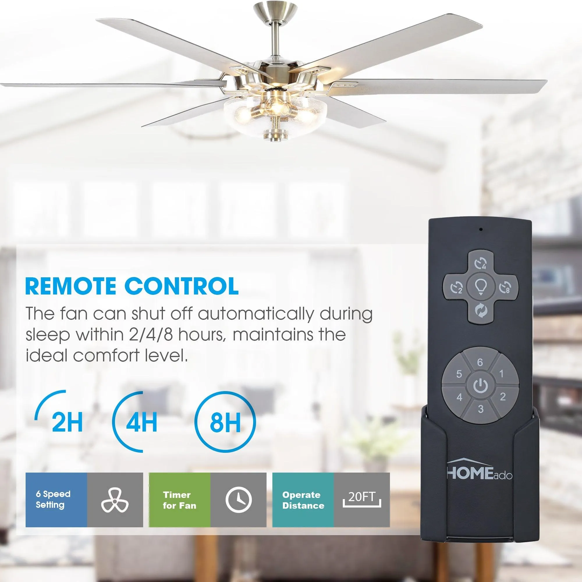 70" Modern Brushed Nickel DC Motor Downrod Mount Ceiling Fan with Lighting and Remote Control