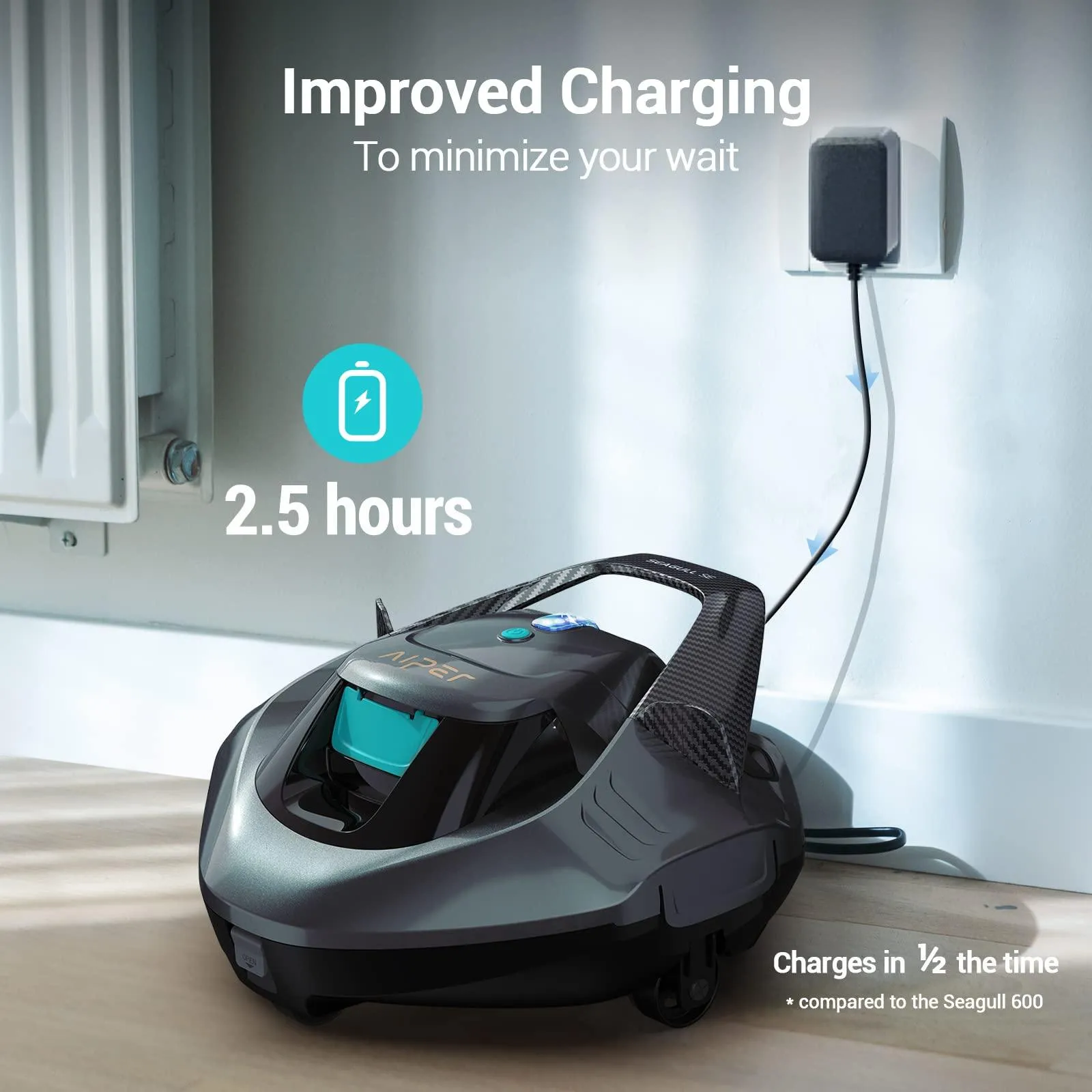 AIPER Seagull SE Cordless Robotic Pool Cleaner, Pool Vacuum Lasts 90 Mins.