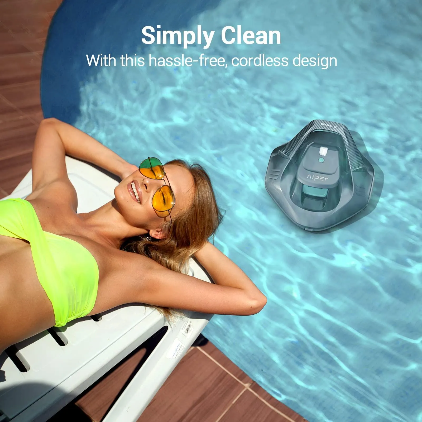 AIPER Seagull SE Cordless Robotic Pool Cleaner, Pool Vacuum Lasts 90 Mins.