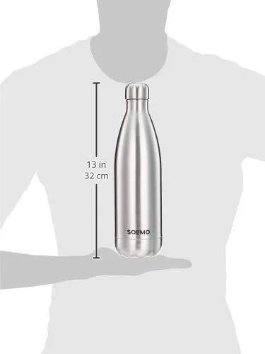 Amazon Brand - Solimo Stainless Steel Insulated Bottle, 24 Hours Hot or Cold, 1000 ml