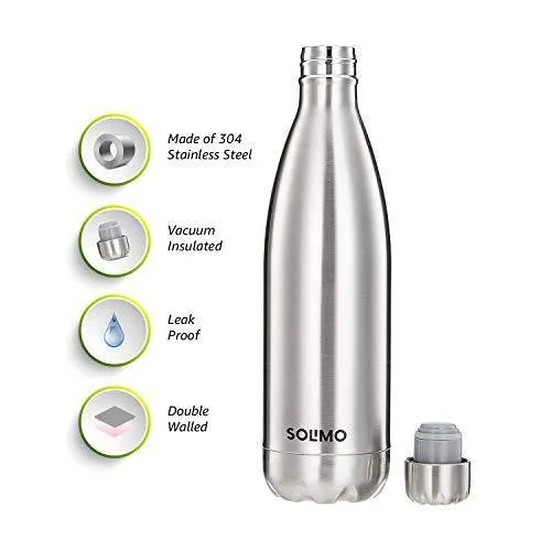 Amazon Brand - Solimo Stainless Steel Insulated Bottle, 24 Hours Hot or Cold, 1000 ml