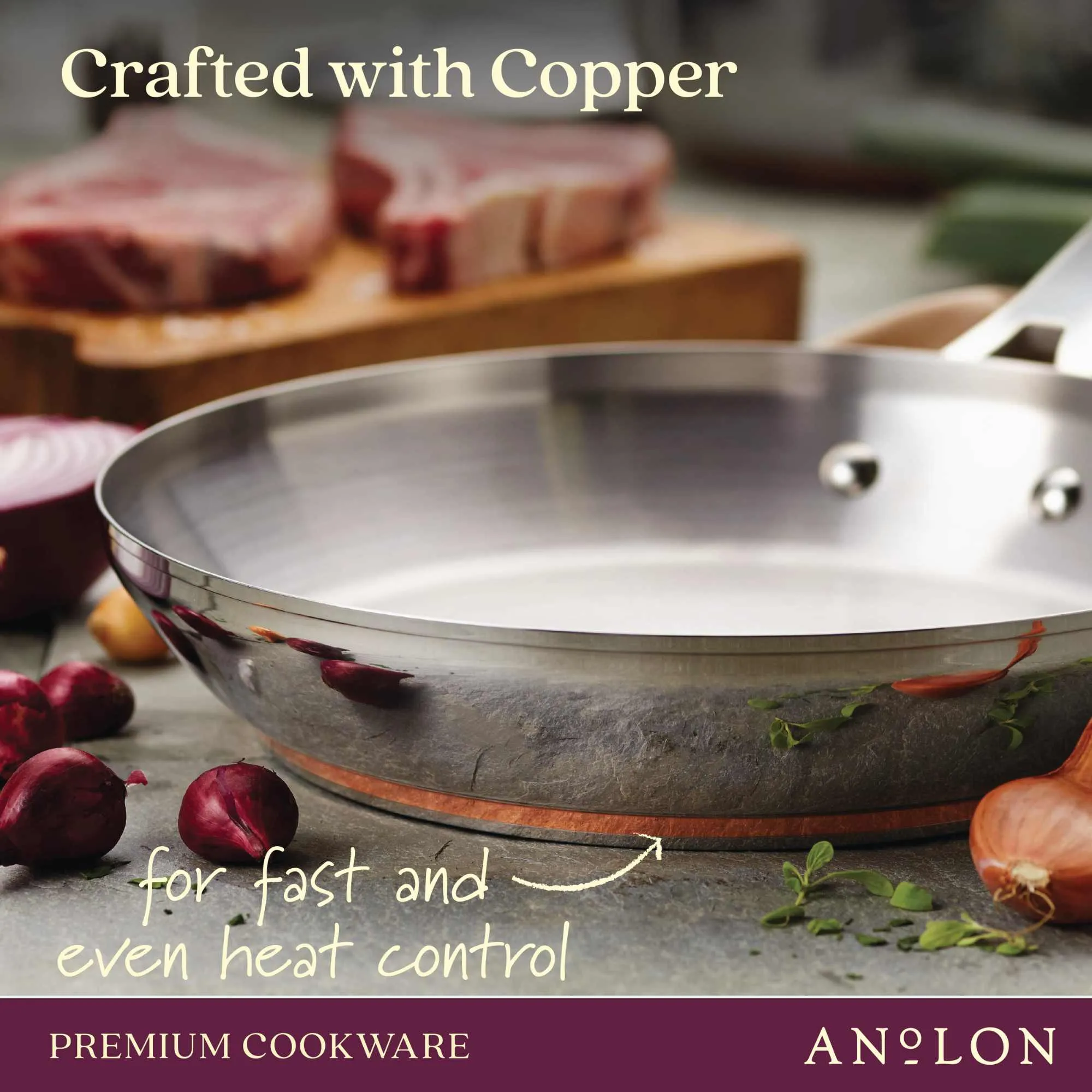 Anolon Nouvelle Copper Stainless Steel 10 Piece Cookware Set