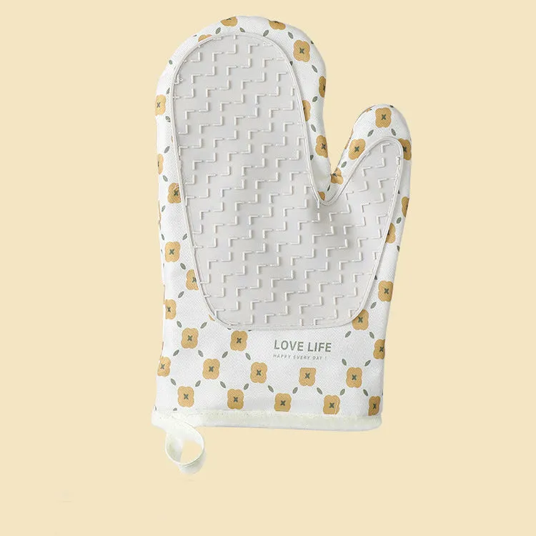 Anti-Scalding Microwave Cotton Non-Slip Insulation Gloves Oven Mitts  Kitchen Heat Resistant Thickened Cotton Heat Insulation Microwave Oven Oven Anti Scalding Household Gloves Baking Tools