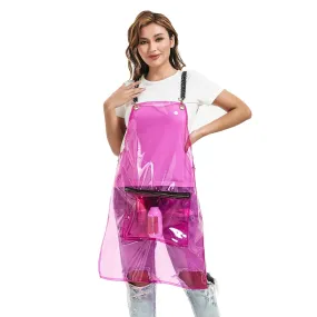 Anyhouz Salon Barber Apron Pink 3 Pockets Fashion Cross-back Adjustable Waterproof Ideal for Hair Stylist