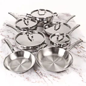 BergHOFF Belly Shape 12pc 18/10 Stainless Steel Cookware Set, SS Lids