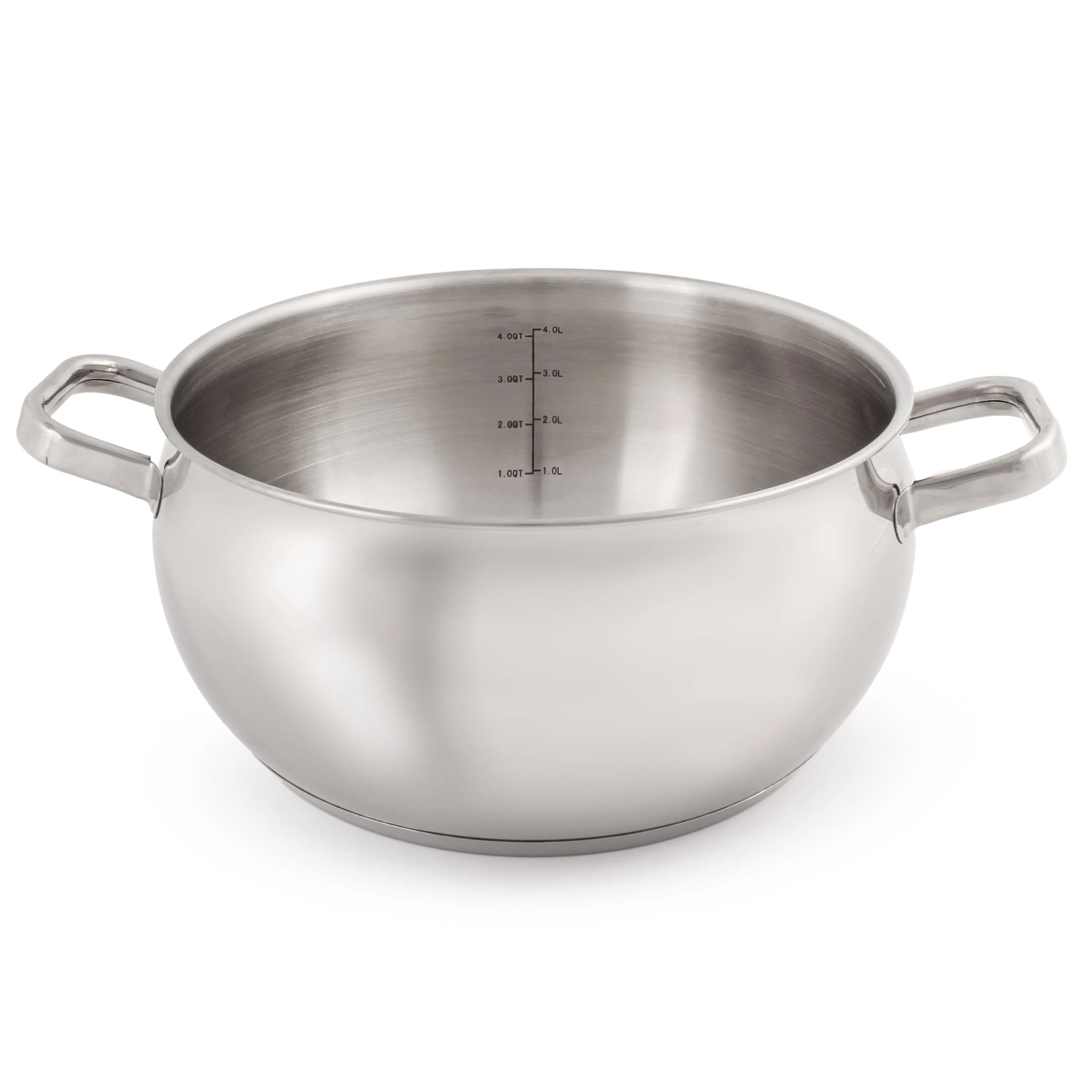 BergHOFF Belly Shape 18/10 Stainless Steel 9.5" Stock Pot with SS Lid, 5.5qt.