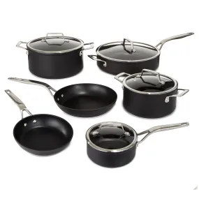 BergHOFF Essentials 10Pc Nonstick Hard Anodized Cookware Set With Glass lid, Black