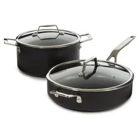 BergHOFF Essentials 4Pc Nonstick Hard Anodized Simmer Set With Glass Lids, Black