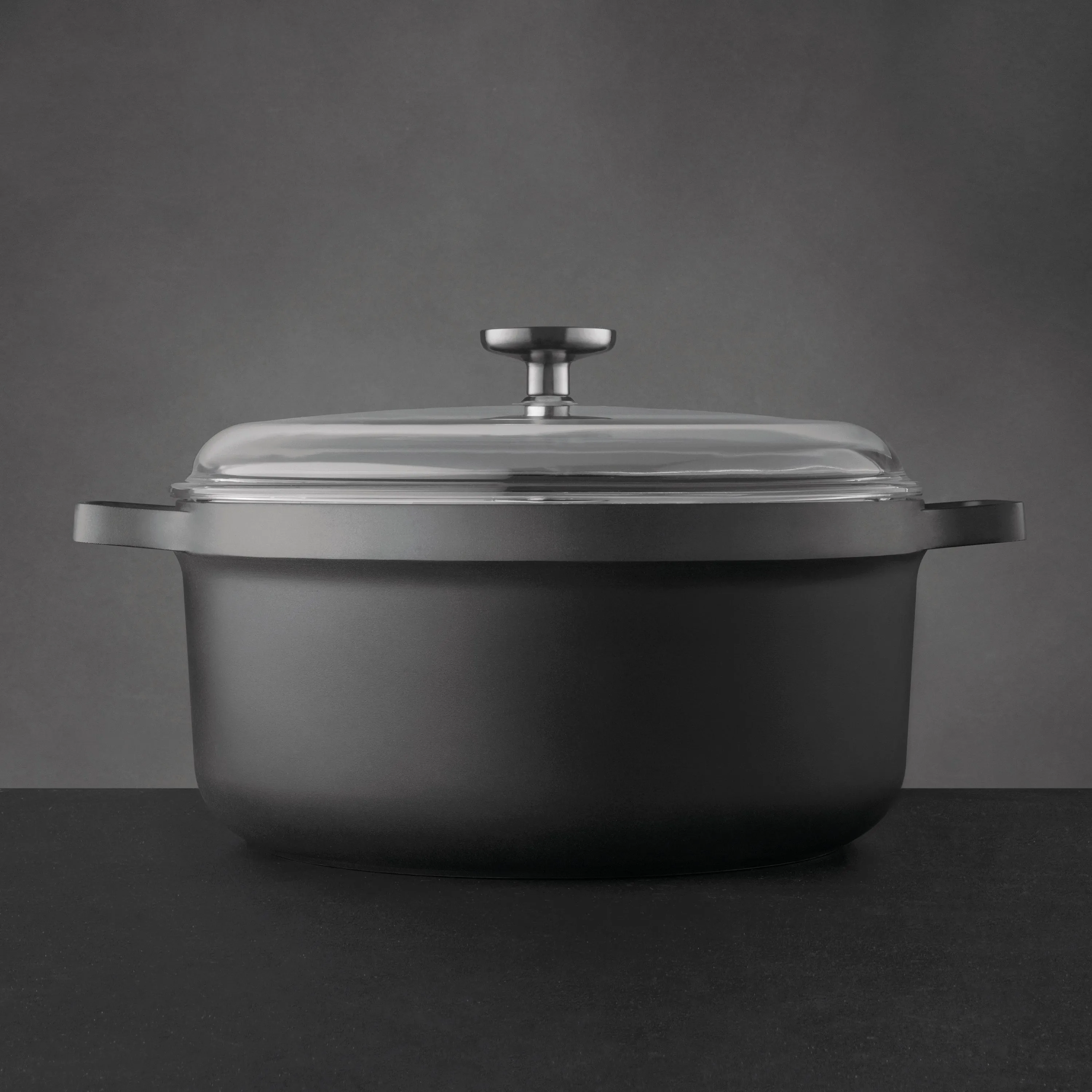 BergHOFF GEM 11" Non-stick Stockpot 7.7Qt., Black, Glass Lid