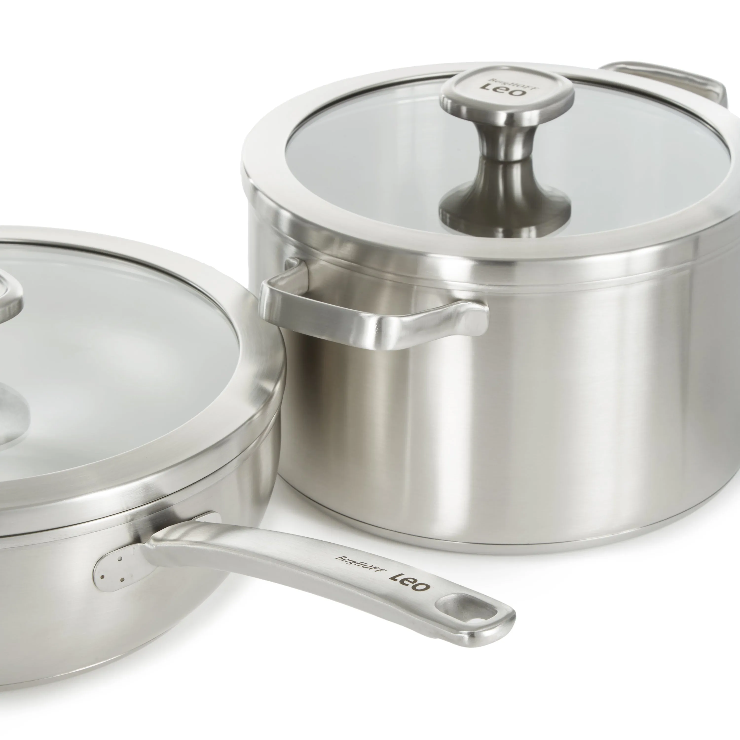 BergHOFF Leo Graphite 4Pc Cookware Set With Glass Lids, Recycled 18/10 Stainless Steel