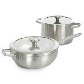 BergHOFF Leo Graphite 4Pc Cookware Set With Glass Lids, Recycled 18/10 Stainless Steel