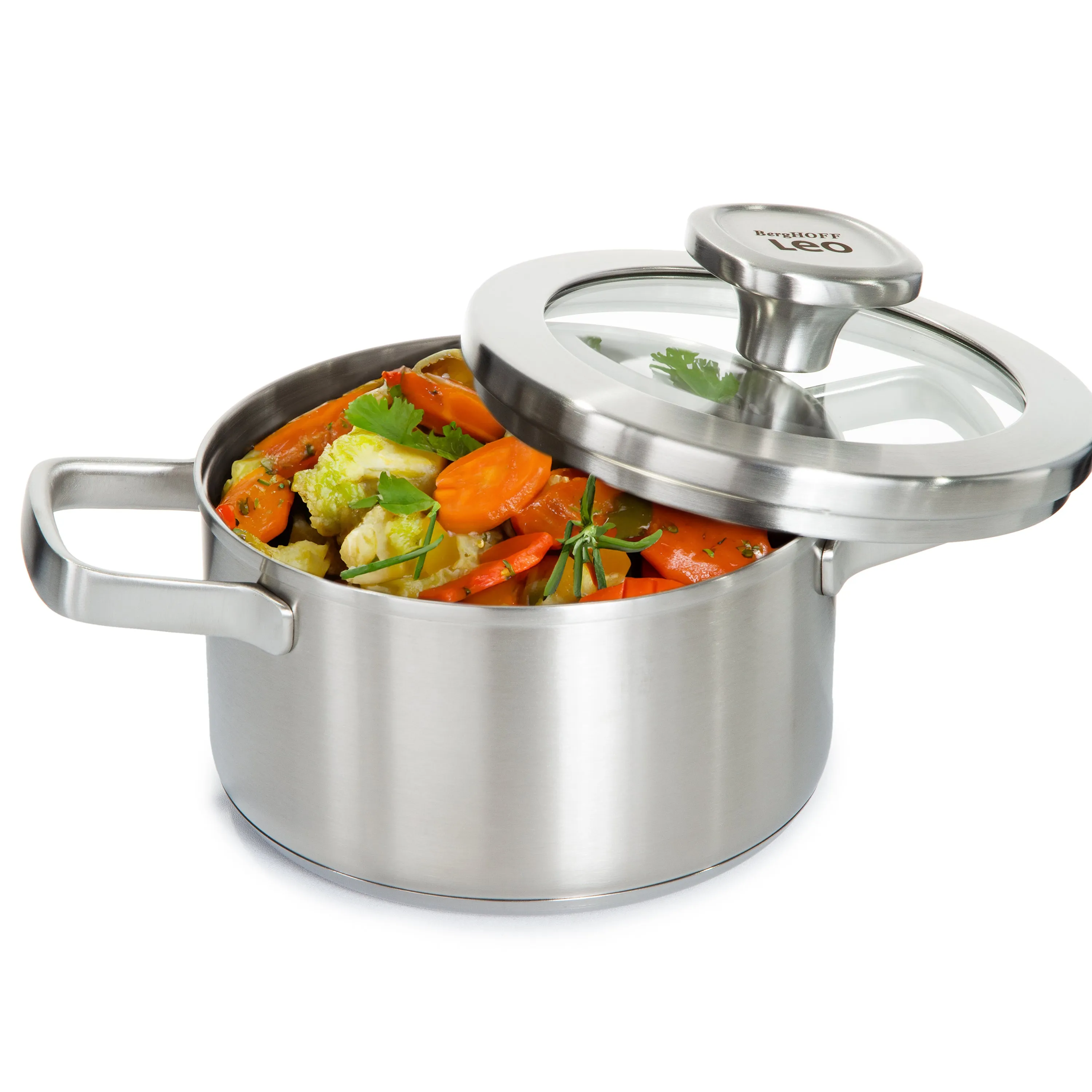 BergHOFF Leo Graphite Recycled 18/10 Stainless Steel Stockpot 6.25", 1.7qt. With Glass Lid