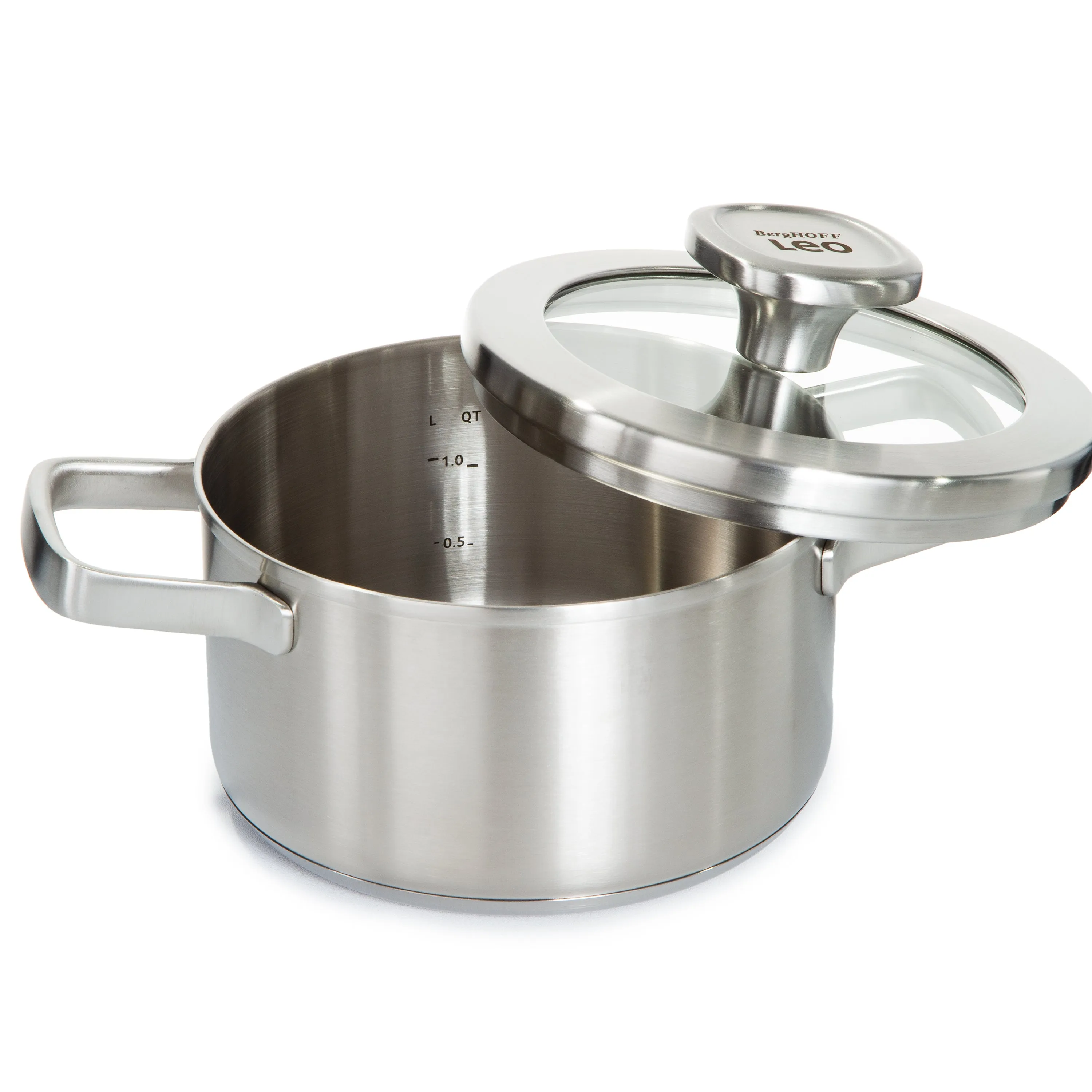 BergHOFF Leo Graphite Recycled 18/10 Stainless Steel Stockpot 6.25", 1.7qt. With Glass Lid