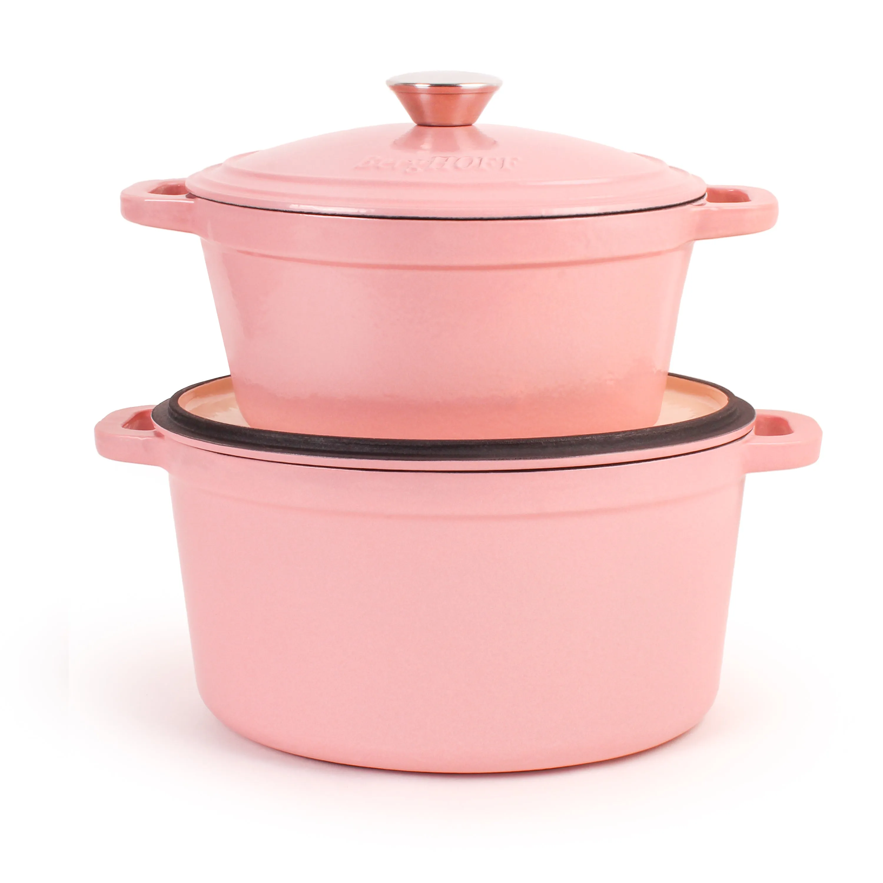 BergHOFF Neo 4pc Cast Iron Cookware Set, 3qt. & 7qt., Pink