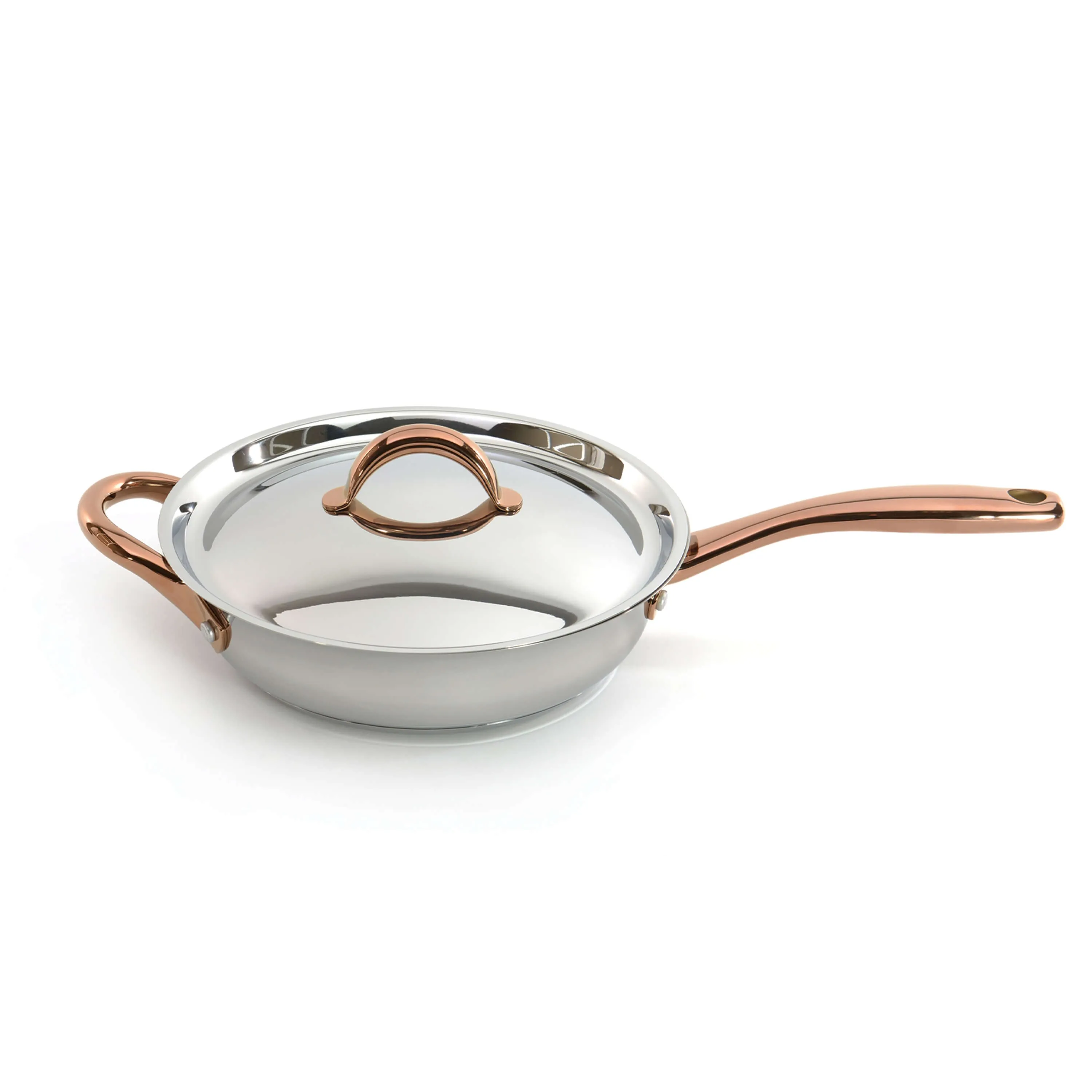 BergHOFF Ouro Gold 10Pc 18/10 Stainless Steel Cookware Set, SS Lids, Rose Gold Handles