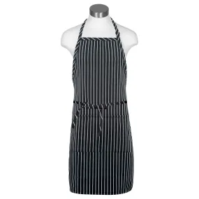 Black & White Chalk Stripe Adjustable Butcher Apron (2 Pockets)