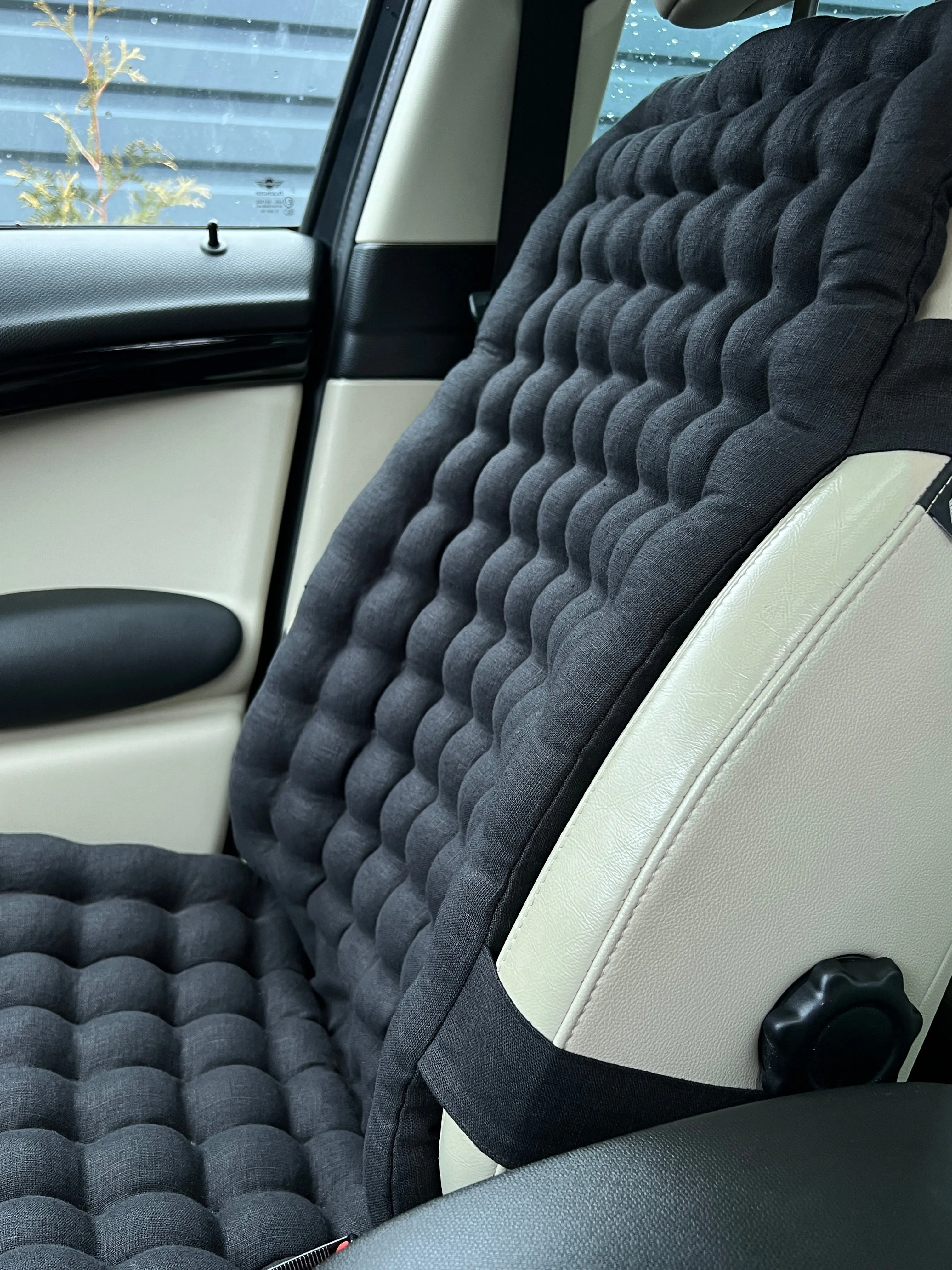 Black Linen Organic Car Seat Cover filling Buckwheat hulls in black color/Massage Orthopedic/Car Seat Cover