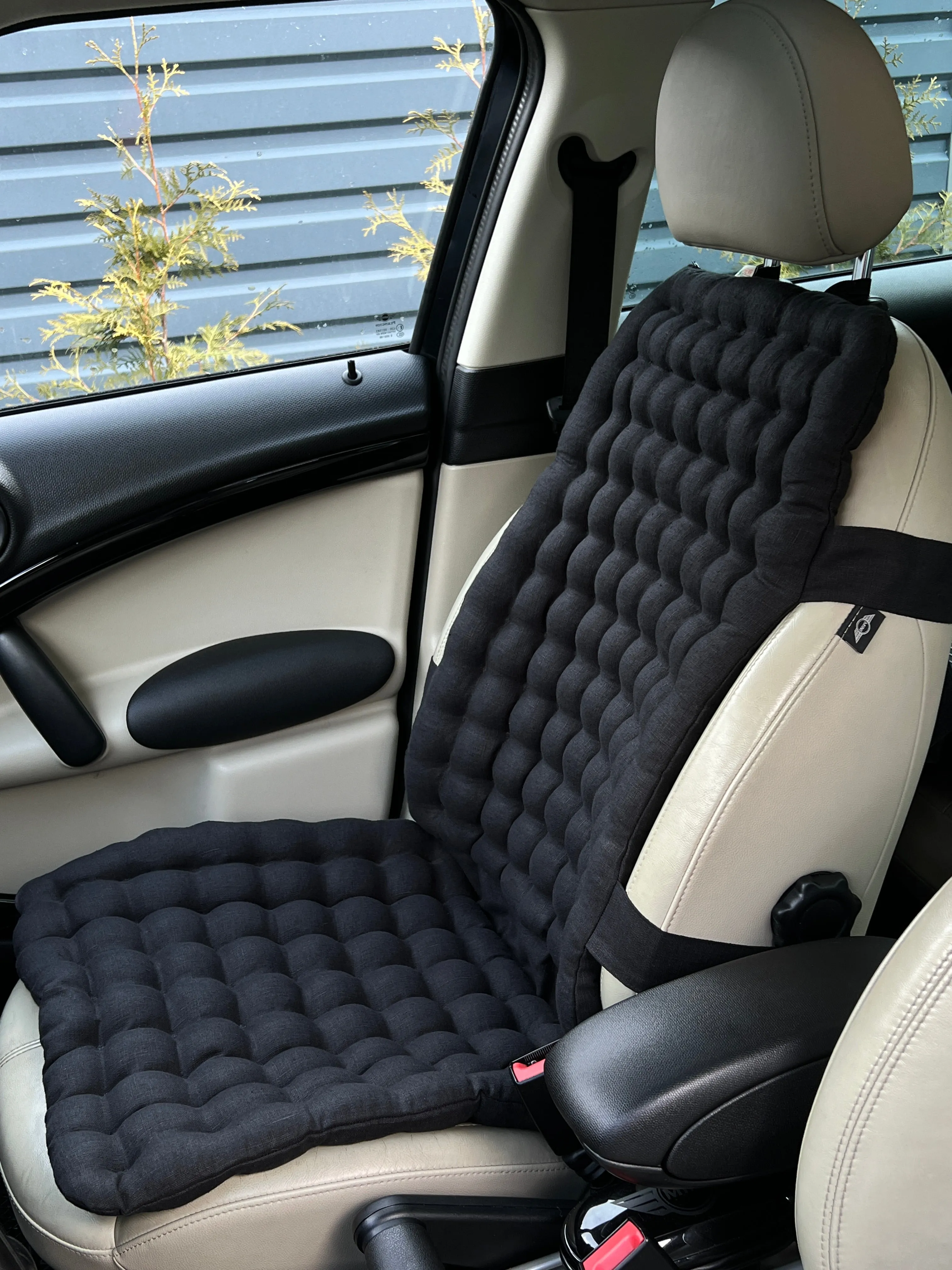 Black Linen Organic Car Seat Cover filling Buckwheat hulls in black color/Massage Orthopedic/Car Seat Cover