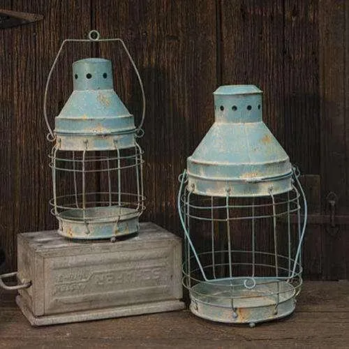 Blue Railroad Lanterns, 2/Set