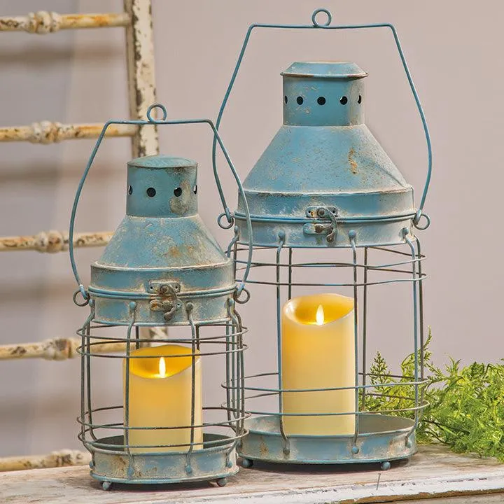 Blue Railroad Lanterns, 2/Set