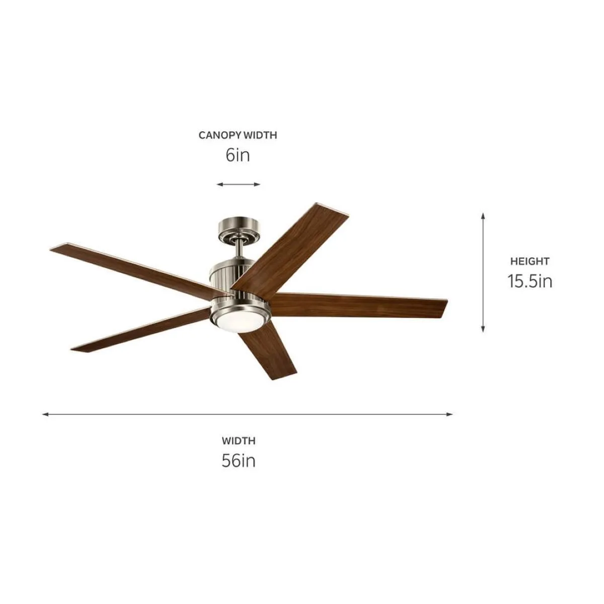 Brahm 56 Inch Brushed Stainless Steel LED Indoor Ceiling Fan with Remote