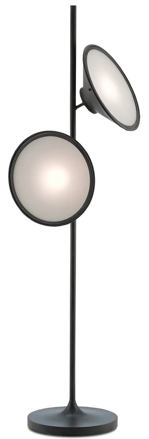 Bulat 2-Light Floor Lamp in Antique Black & White Opaque