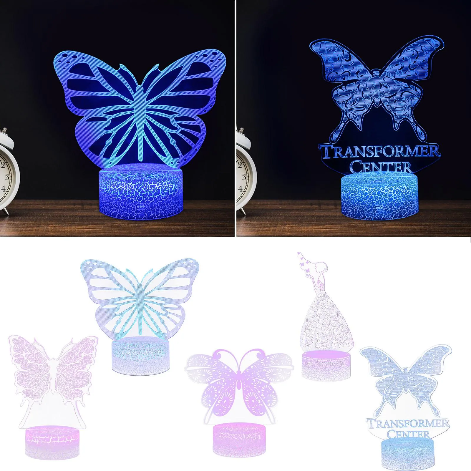 Butterfly LED Night Light Colorful 16 Colors Remote Control 3D Desk Lamp Gift