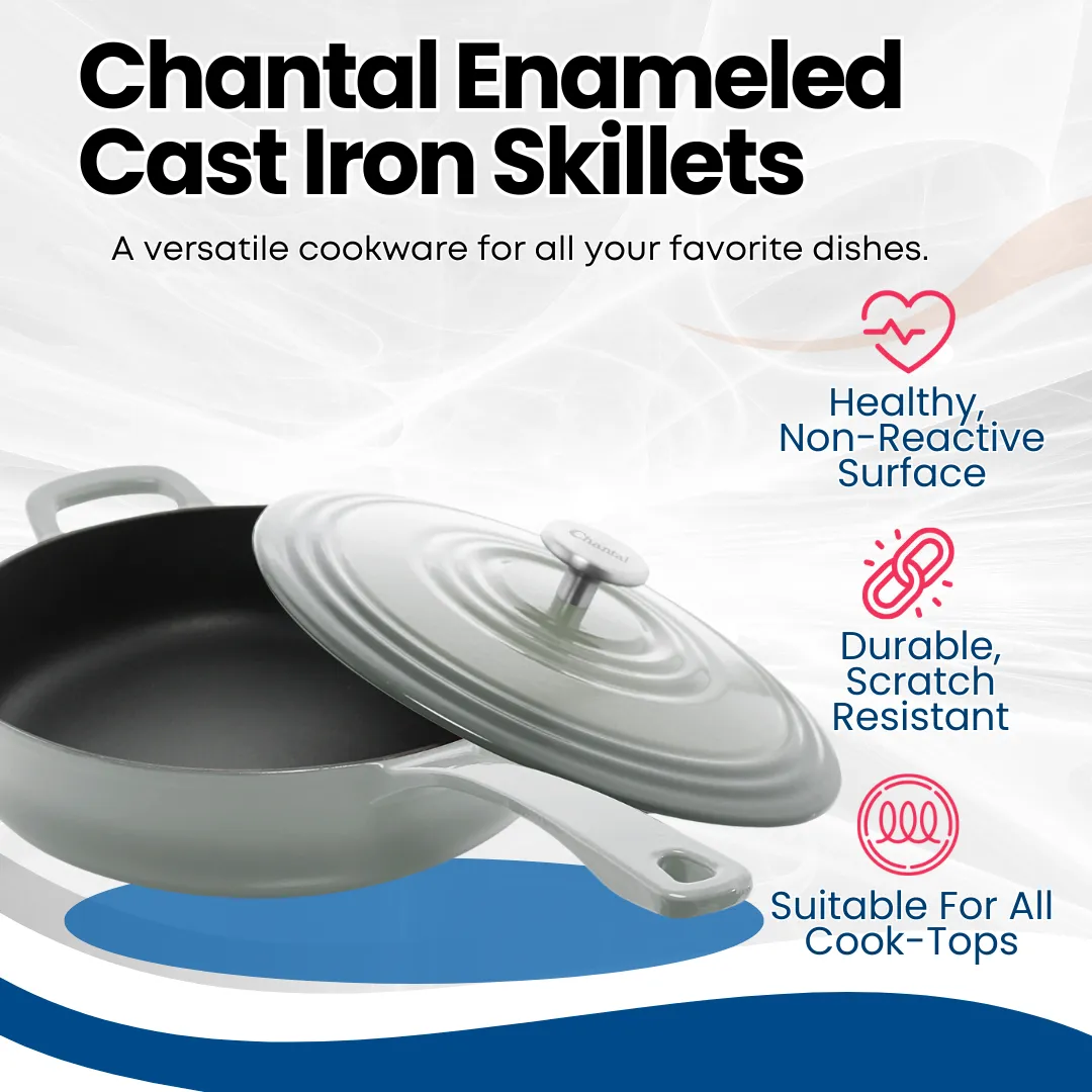 Cast Iron Saute pan Skillet with lid (4 Qt.)