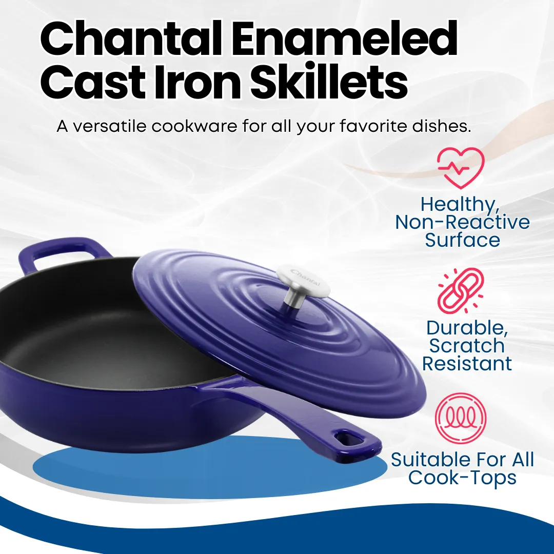 Cast Iron Saute pan Skillet with lid (4 Qt.)